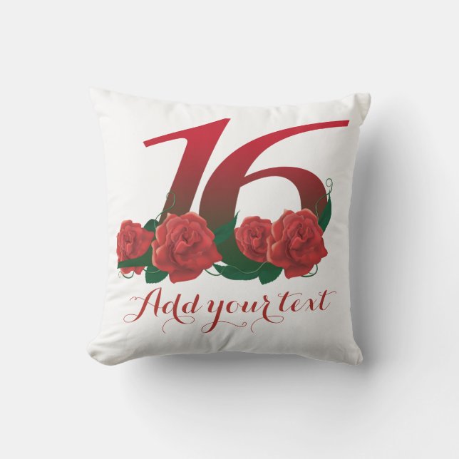 Personalised 16th 16 custom text Pillow (Front)