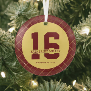 Personalised 16th Birthday Modern and Elegant   Glass Tree Decoration