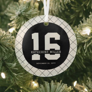 Personalised 16th Birthday Modern and Elegant   Glass Tree Decoration