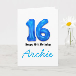 Personalised 16th Birthday Number Balloon Card