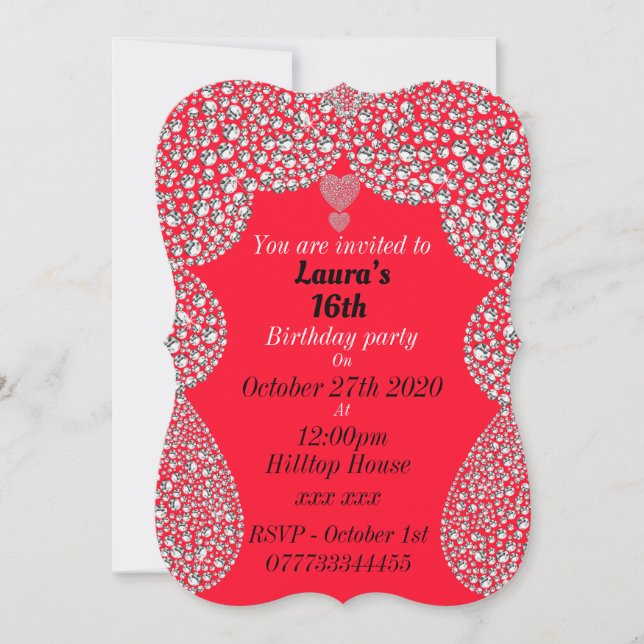personalised 16th birthday party invitations (Front)