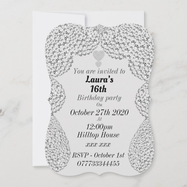 personalised 16th birthday party invitations (Front)