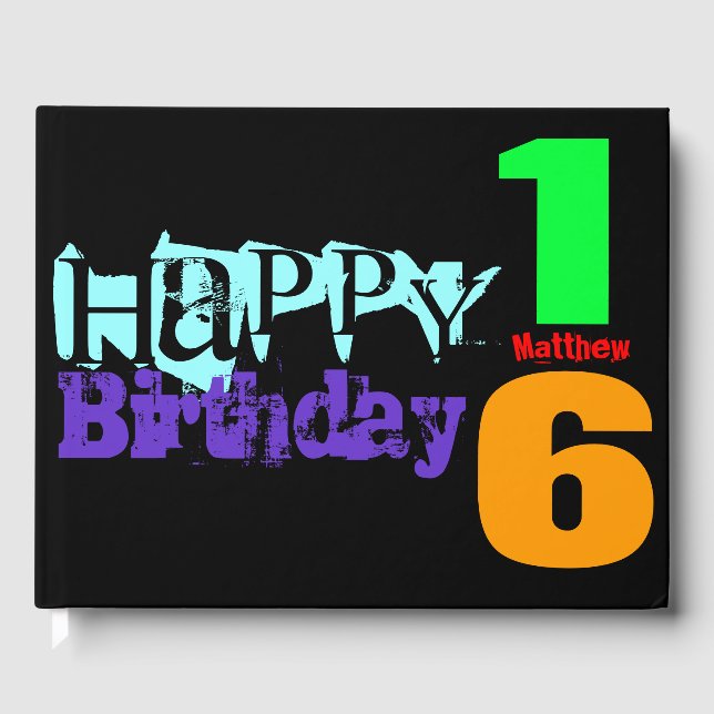 Personalised 16th Birthday POP HCGB Guest Book (Front)