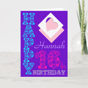 Personalised 16th Birthday Purple Greeting C Card