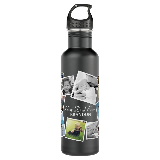 Personalised 17 Dad Photo Collage | Father's Day 710 Ml Water Bottle (Front)