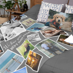 Personalised 17 Dad Photo Collage   Father's Day F Fleece Blanket