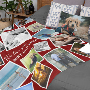 Personalised 17 Dad Photo Collage Father's Day Fleece Blanket