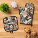 Personalised 17 Family Photo Collage Gold Monogram Oven Mitt & Pot Holder Set<br><div class="desc">Create your own custom, personalised, beautiful elegant faux gold typography script, monogrammed, cool, seventeen photo collage (twelve photo collage on pot holder & five photo collage on oven mitt), crafted with precision and care, combining functionality with personalised style, kitchen oven mitt and pot holder set, designed to not only protect...</div>
