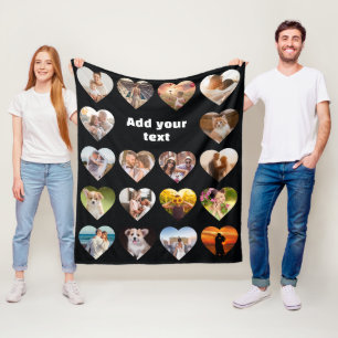Personalised 18 Heart Photo Collage Fleece Blanket