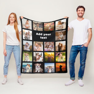 Personalised 18 Photo Collage Fleece Blanket