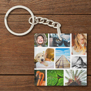 Personalised 18 Photo Collage Template Framed Key Ring