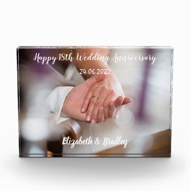 Personalised 18th Anniversary Acrylic Photo Block (Front)