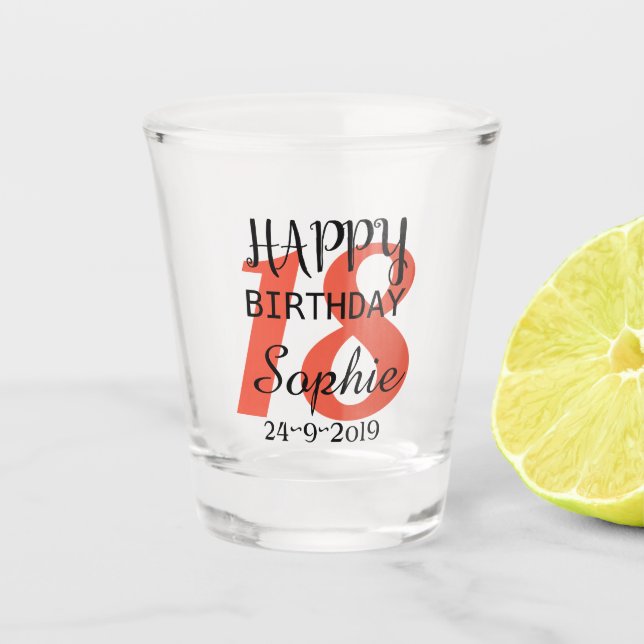 Personalised 18th Birthday Shot Glass (Front)