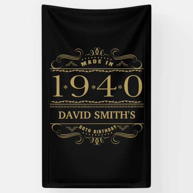 Personalised 1940 80th Birthday Banner (Vertical)