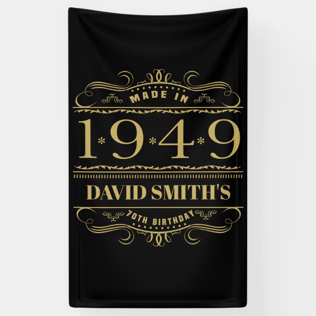 Personalised 1949 70th Birthday Banner (Vertical)