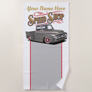 Personalised 1956 Speed Shop Truck Beach Towel