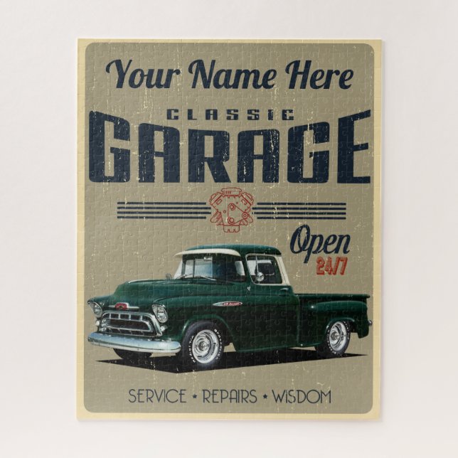 Personalised 1957 Truck Garage Jigsaw Puzzle (Vertical)