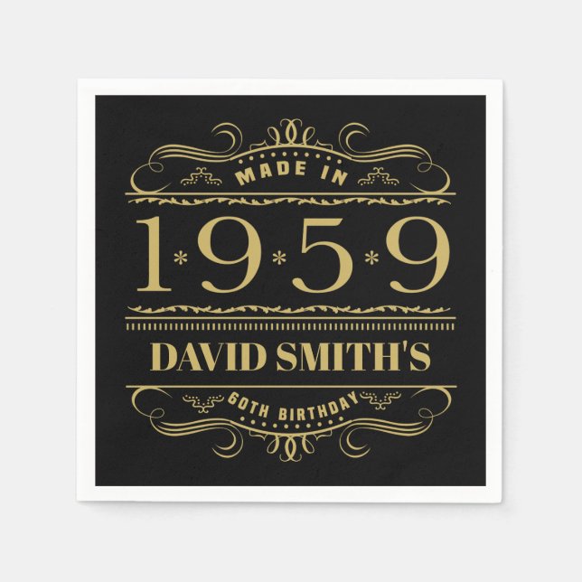 Personalised 1959 60th Birthday Napkin (Front)