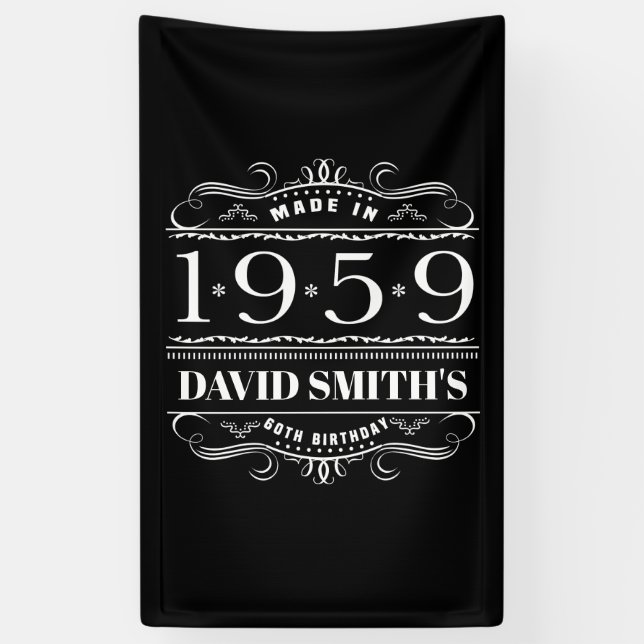 Personalised 1959 Birthday For Men Banner (Vertical)
