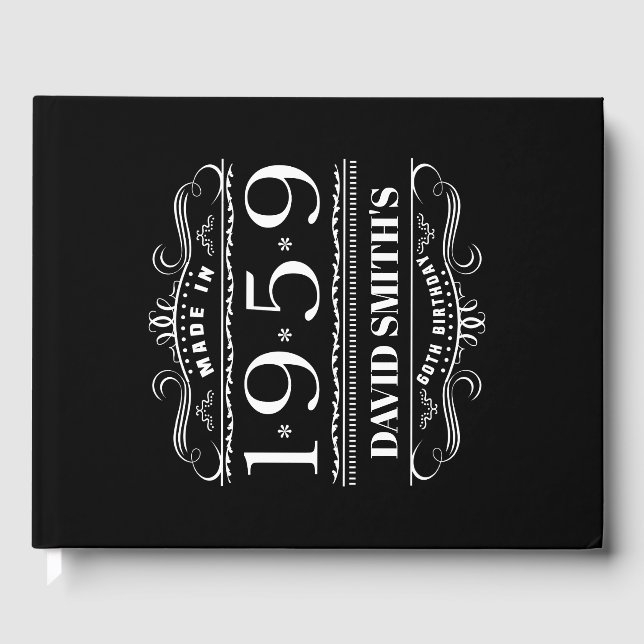 Personalised 1959 Birthday For Men Guest Book (Front)