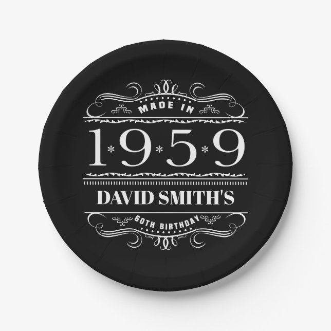 Personalised 1959 Birthday For Men Paper Plate (Front)