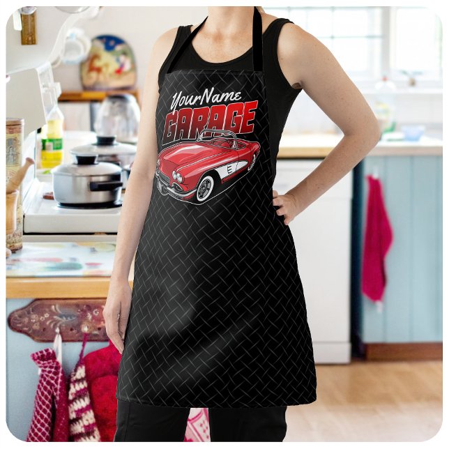 Personalised 1961 C1 Red Classic Sports Car Garage Apron (Creator Uploaded)