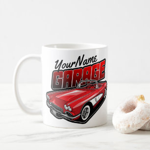Personalised 1961 C1 Red Classic Sports Car Garage Coffee Mug