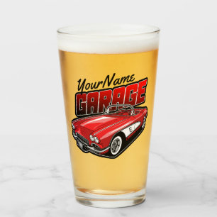Personalised 1961 C1 Red Classic Sports Car Garage Glass