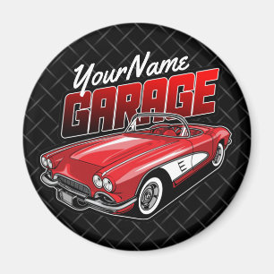 Personalised 1961 C1 Red Classic Sports Car Garage Magnet
