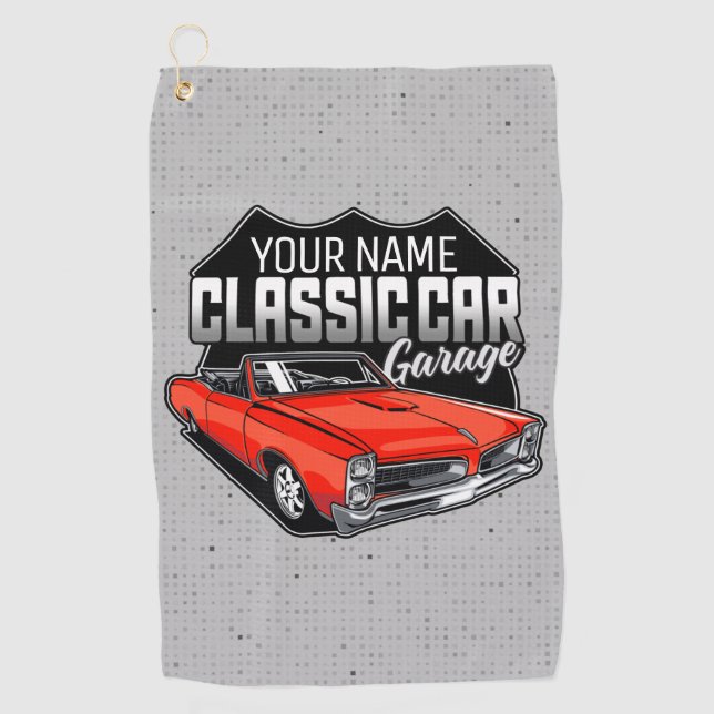 Personalised 1966 Convertible Classic Car Garage Golf Towel (Front)