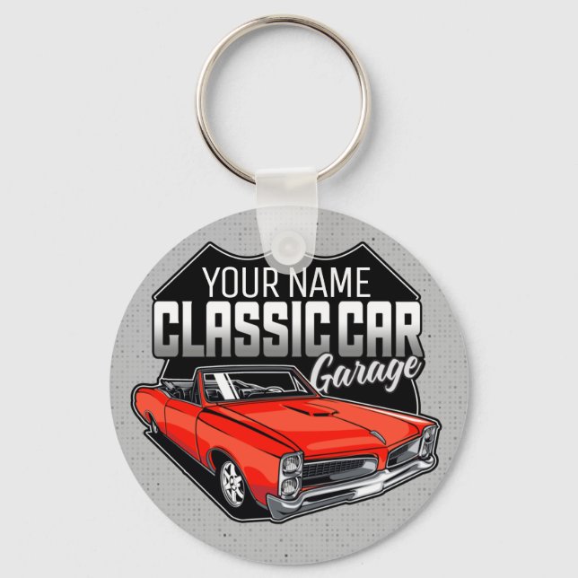 Personalised 1966 Convertible Classic Car Garage Key Ring (Front)