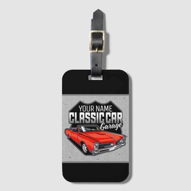 Personalised 1966 Convertible Classic Car Garage Luggage Tag (Front Vertical)