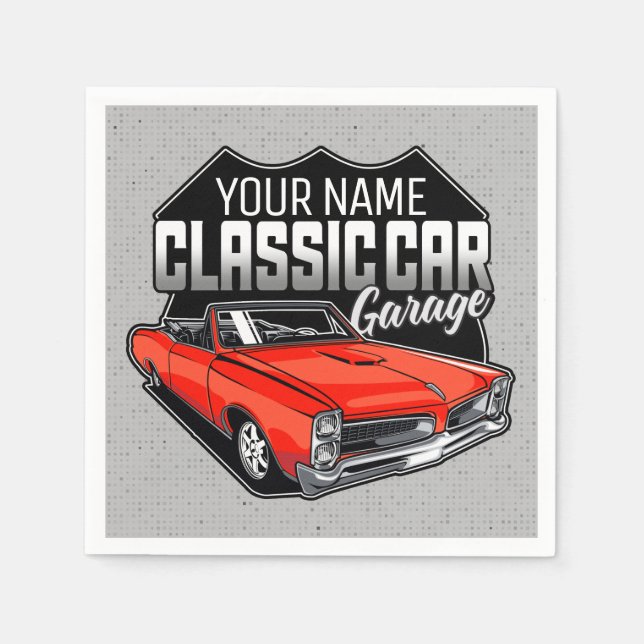 Personalised 1966 Convertible Classic Car Garage Napkin (Front)