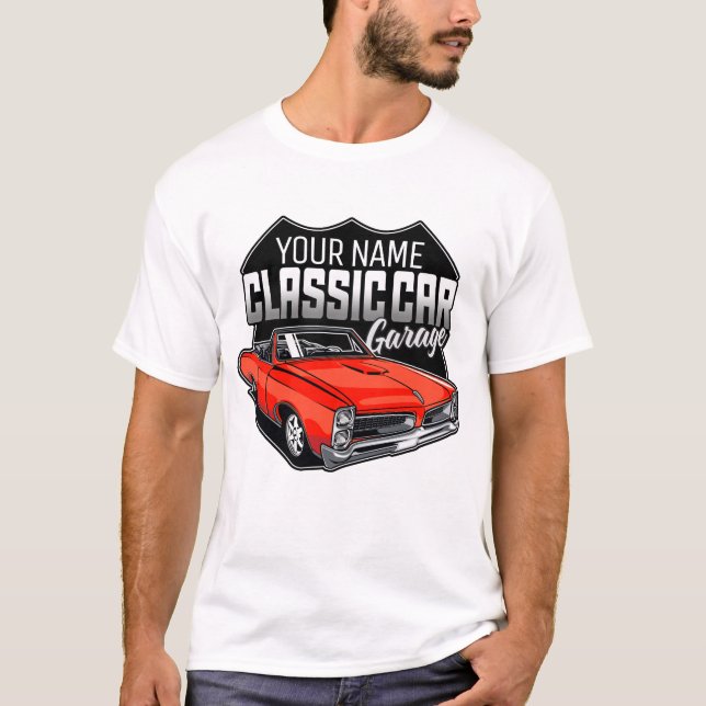 Personalised 1966 Convertible Classic Car Garage T-Shirt (Front)