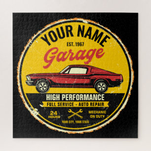 Personalised 1967 Fastback Red Classic Car Garage Jigsaw Puzzle