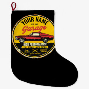 Personalised 1967 Fastback Red Classic Car Garage  Large Christmas Stocking