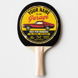 Personalised 1967 Fastback Red Classic Car Garage Ping Pong Paddle