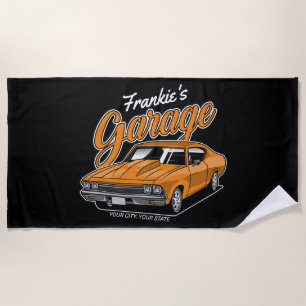 Personalised 1968 396 Classic Muscle Car Garage Beach Towel