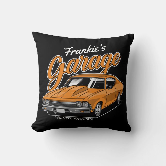 Personalised 1968 396 Classic Muscle Car Garage Cushion (Front)