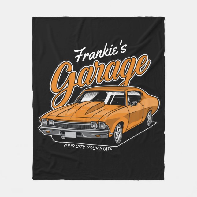 Personalised 1968 396 Classic Muscle Car Garage  Fleece Blanket (Front)