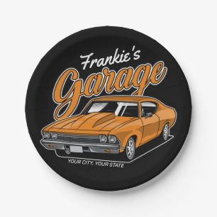 Personalised 1968 396 Classic Muscle Car Garage Paper Plate
