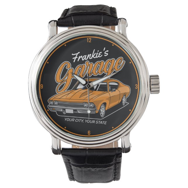 Personalised 1968 396 Classic Muscle Car Garage Watch (Front)