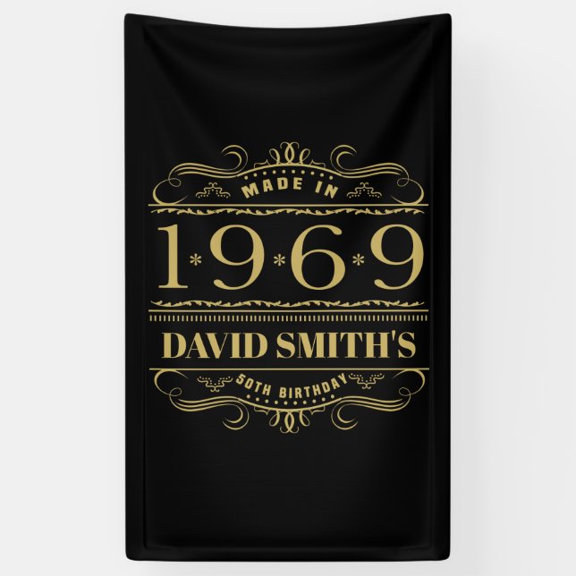 Personalised 1969 50th Birthday Banner (Vertical)