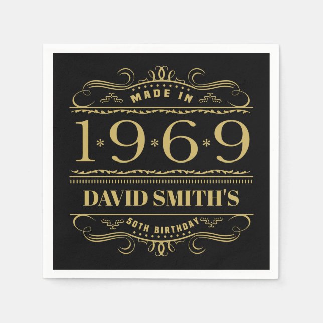 Personalised 1969 50th Birthday Napkin (Front)