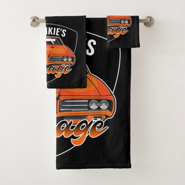 Personalised 1969 Ram Air 400 Muscle Car Garage Bath Towel Set (Insitu)