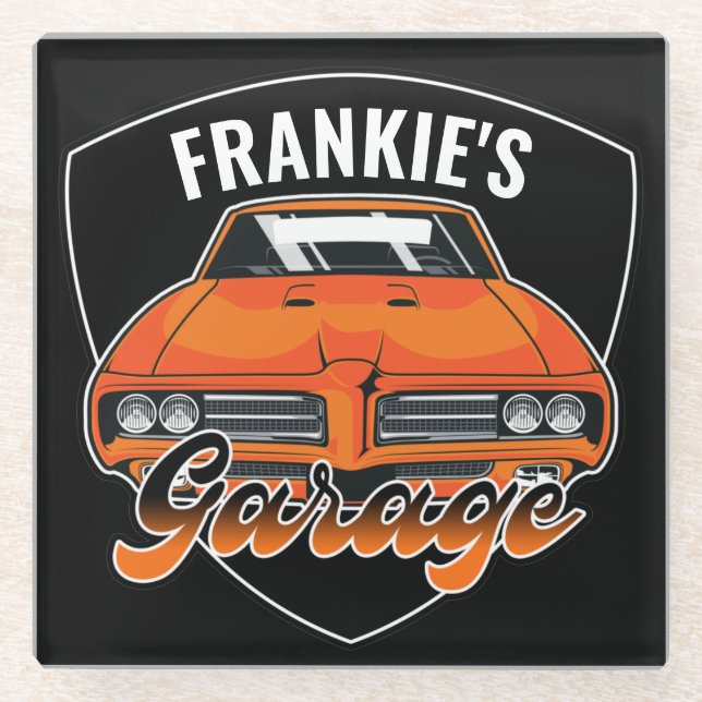 Personalised 1969 Ram Air 400 Muscle Car Garage  Glass Coaster (Front)