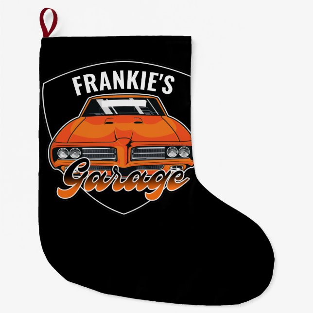 Personalised 1969 Ram Air 400 Muscle Car Garage  Large Christmas Stocking (Front)