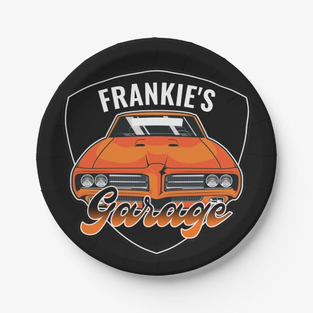 Personalised 1969 Ram Air 400 Muscle Car Garage  Paper Plate (Front)