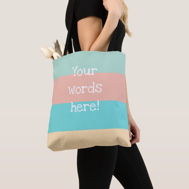 Personalised 1970s Retro Striped Tote Bag (Close Up)