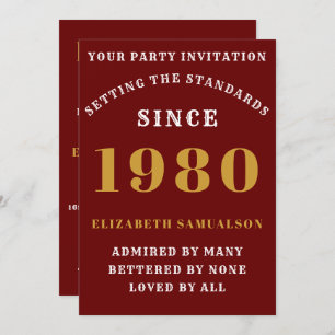 Personalised 1980 Birthday Add Your Name Red Invitation